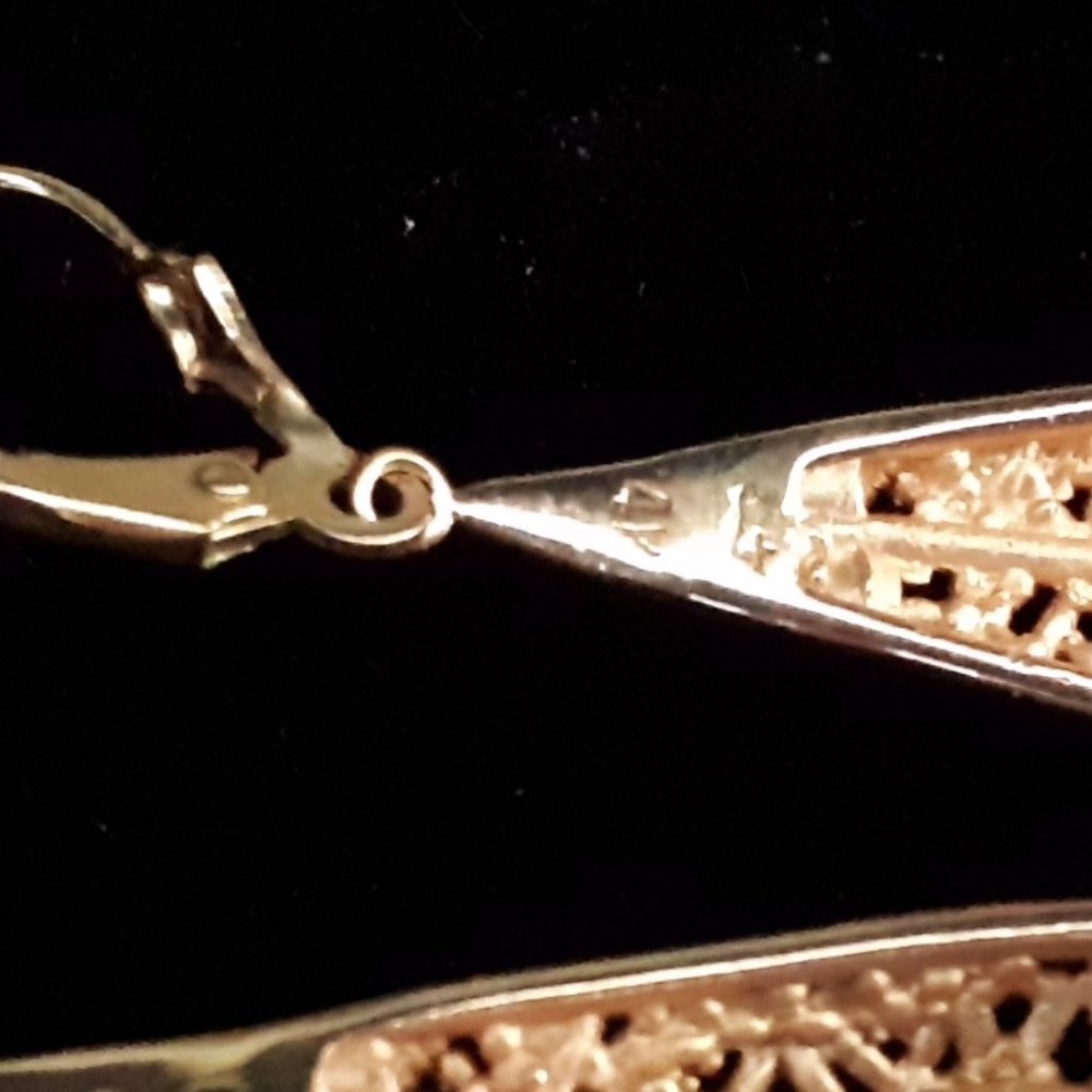 OOAK 14K Gold and Emerald Earrings - Picture 7 of 11